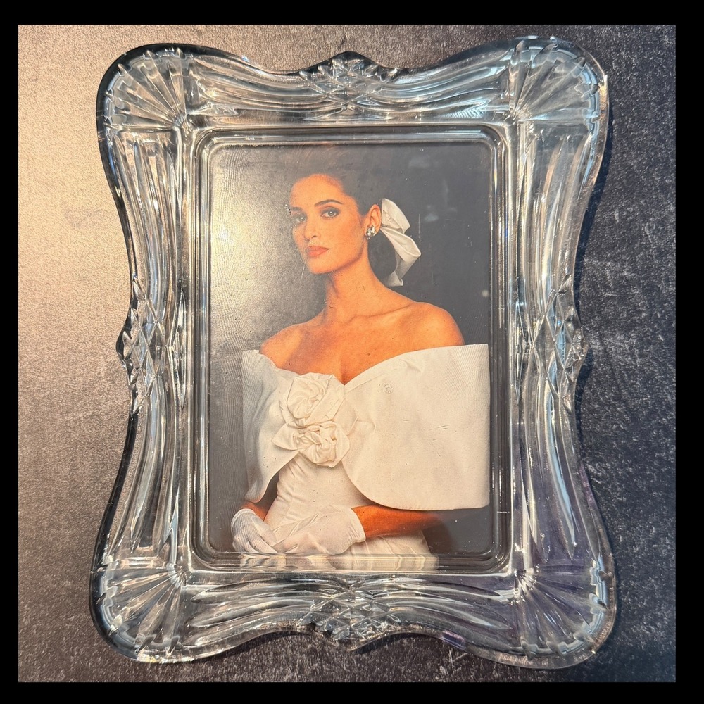 90s Wedding Picture Frame Scalloped Lead Crystal Clear 5X7" Vintage Luxe Mikasa